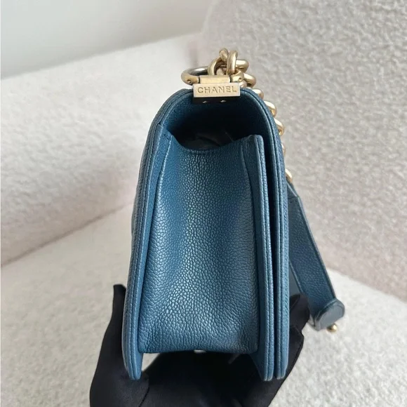 Chanel Leboy Medium Caviar Blue Handbag GHW series 23 - Picture 8 of 16
